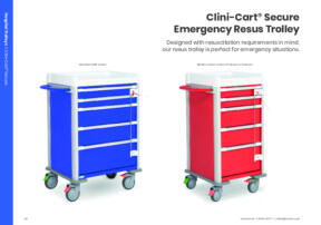 Clini Cart Secure Emergency Resus Trolley with accessories