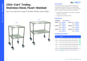Clini Cart Trolley Stainless Steel Flush Welded