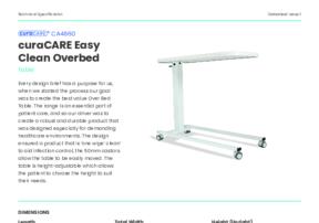 Easy Clean Overbed Table CA4860 Product Datasheet