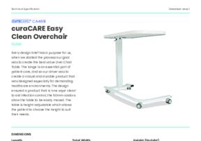 Easy Clean Overchair Table CA4861 Product Datasheet