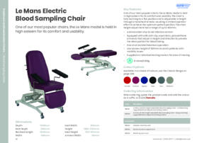 Le Mans Electric Blood Sampling Chair